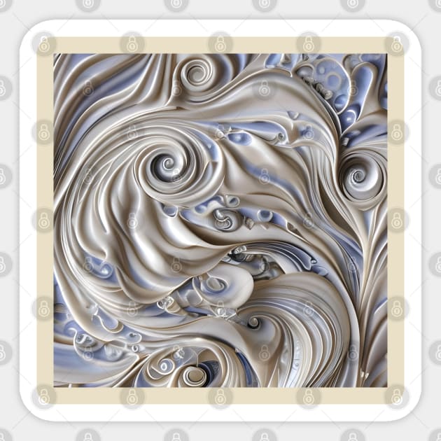 Swirly Flowing Ivory And Cobalt Curlicues Sticker by Chance Two Designs